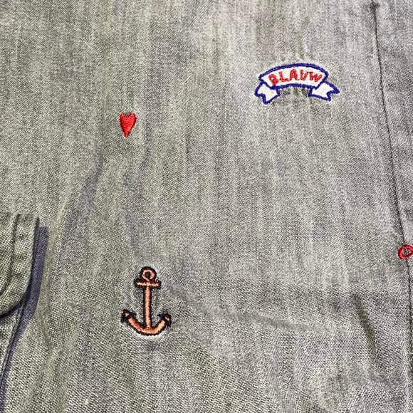 SCOTCH & SODA LA SUITE 125 LONG SLEEVE BUTTON DOWN DENIM GRAY WITH EMBROIDERY - Picture 4 of 4